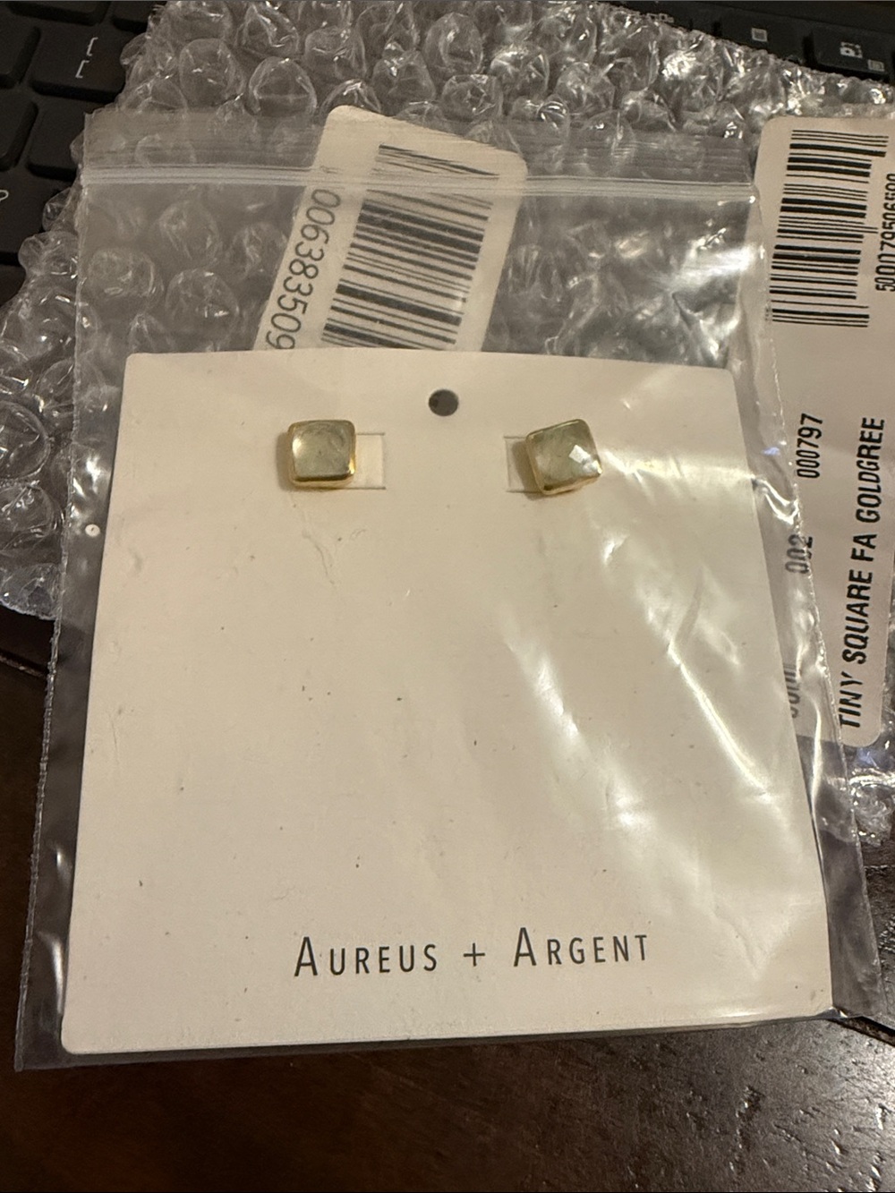 NEW Tiny Square Stud Earrings | Gold + Green Aureus + Argent for Banana Republic
